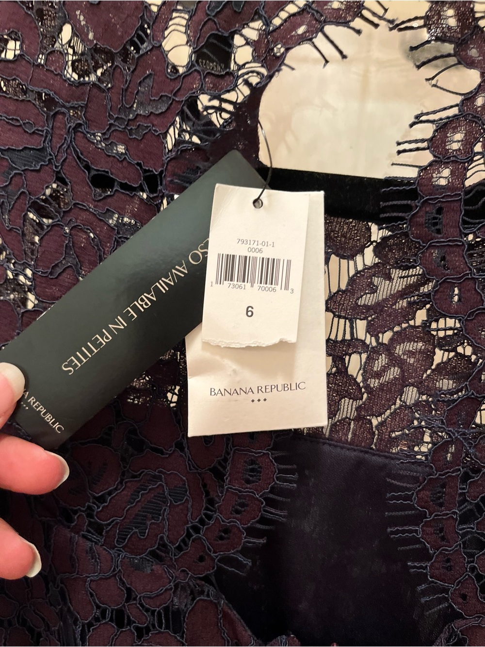 NWT Banana Republic Plum Lace Midi Sheath Dress Size 6 - Picture 7 of 8